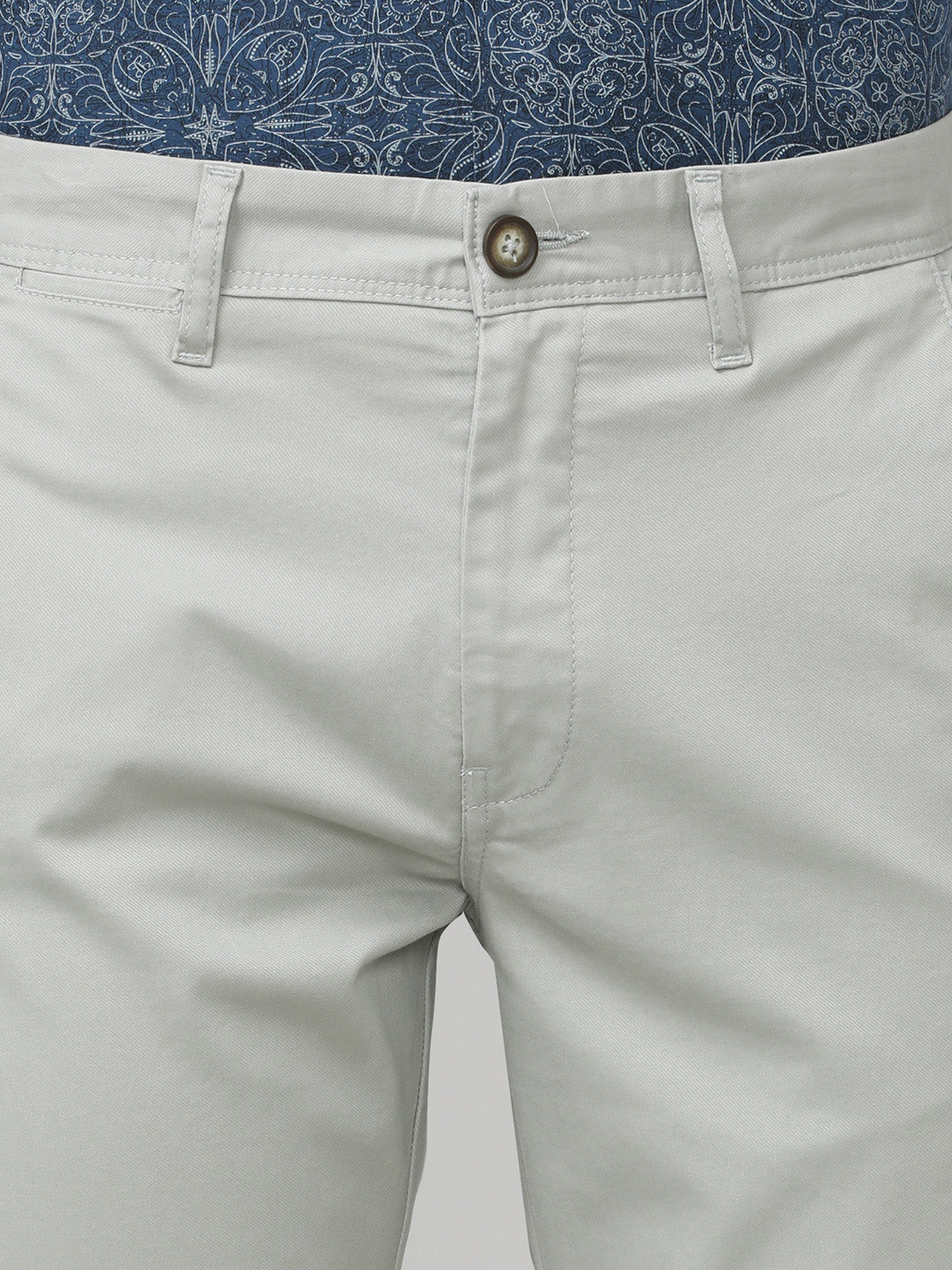 Stone Grey Fine Twill Lycra Slim Fit Cotton Trouser