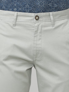 Stone Grey Fine Twill Lycra Slim Fit Cotton Trouser