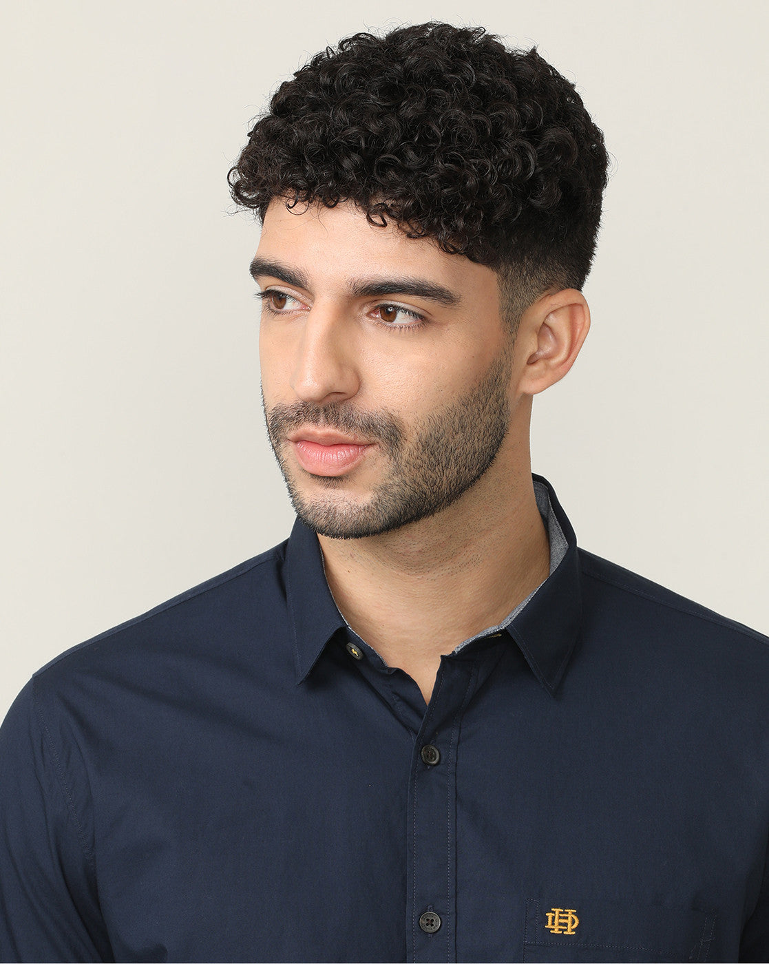 Navy Blue Poplin Shirt Without Pocket