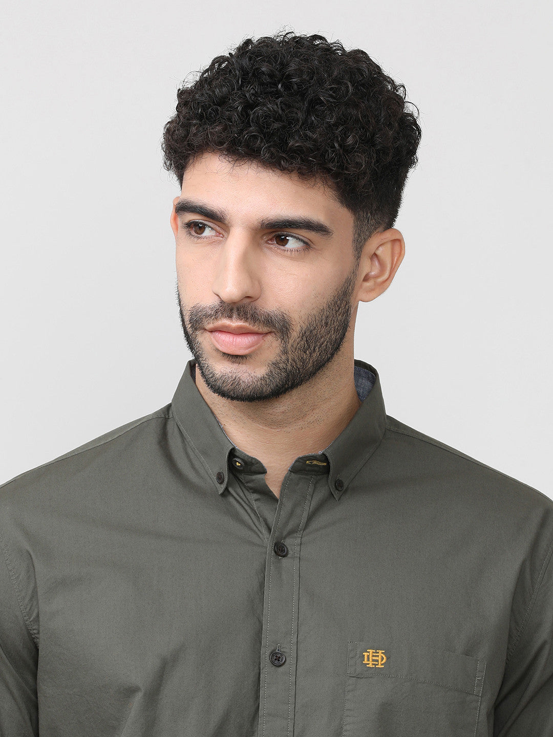 Olive Poplin Shirt Without Pocket