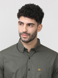 Olive Poplin Shirt Without Pocket