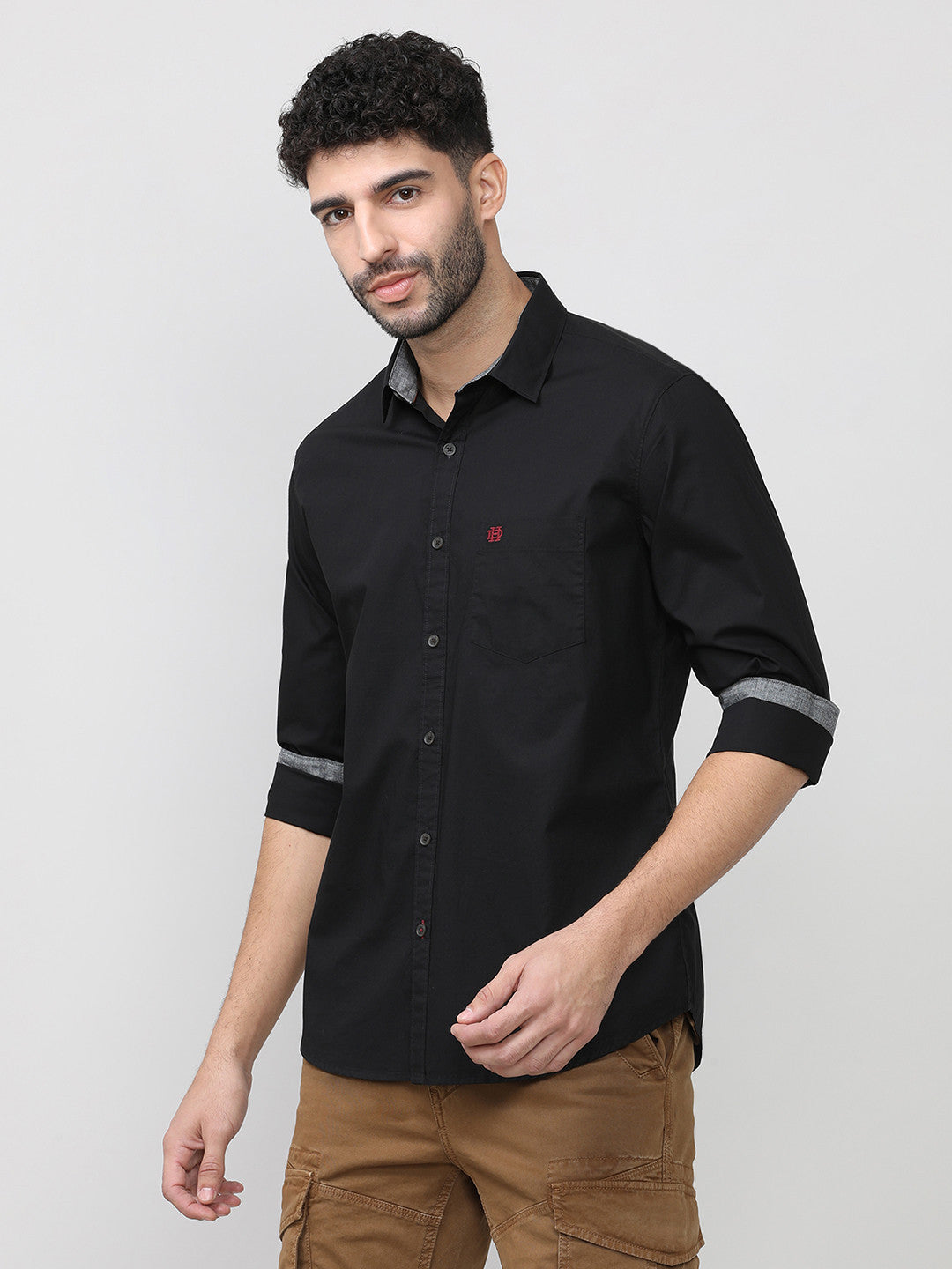 Black Poplin Shirt Without Pocket