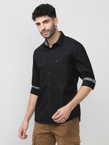 Black Poplin Shirt Without Pocket