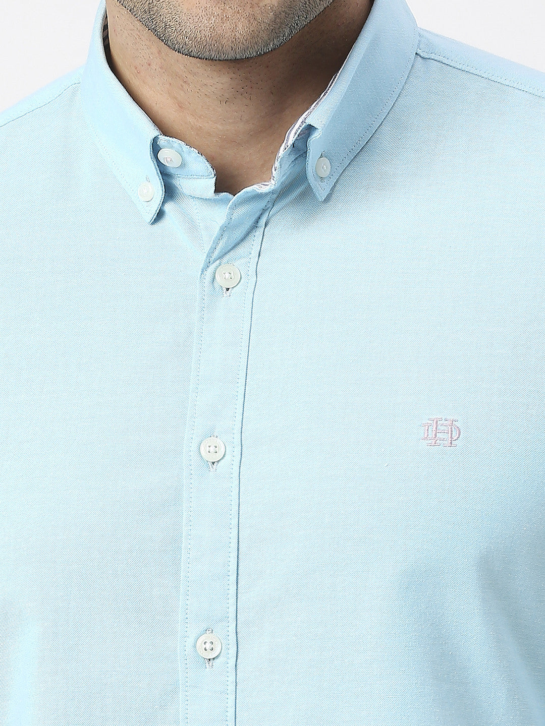 Turquoise Oxford Plain Shirt With Button Down Collar