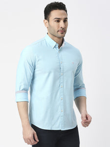 Turquoise Oxford Plain Shirt With Button Down Collar