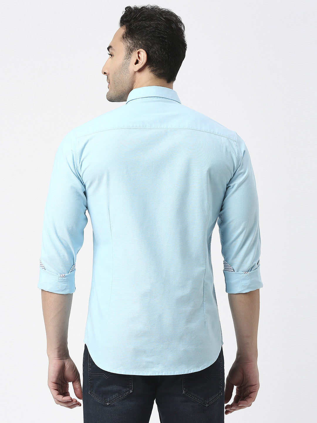 Turquoise Oxford Plain Shirt With Button Down Collar