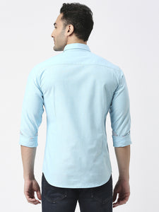 Turquoise Oxford Plain Shirt With Button Down Collar