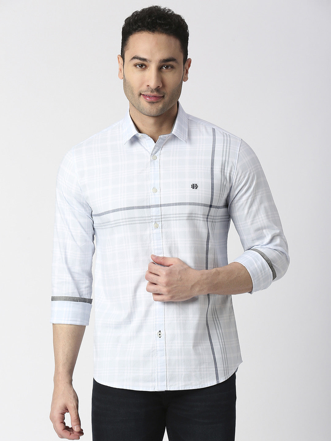Sky Blue Oxford Checked Shirt