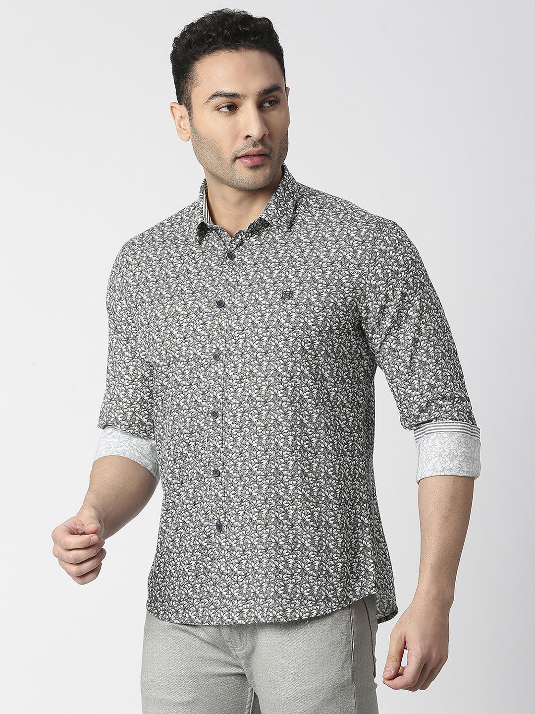 Grey Premium Cotton Printed Shirt