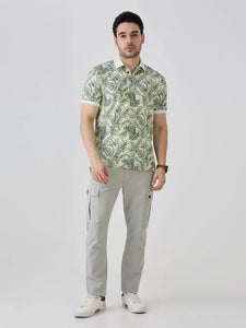 Palm Green Jersey Lycra AOP Polo