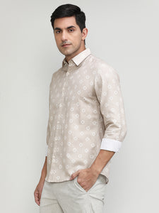 Exclusive Purple Collection Sand Slim Fit Printed Premium Cotton Linen Shirt
