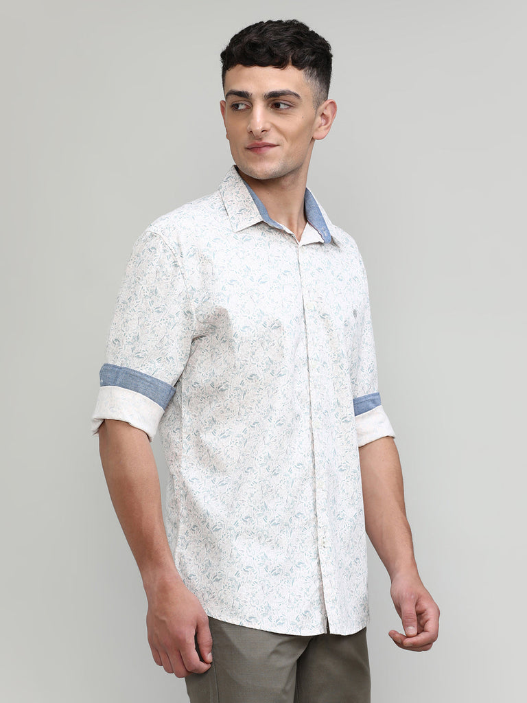 Pink Slim Fit Premium Cotton Printed Shirt