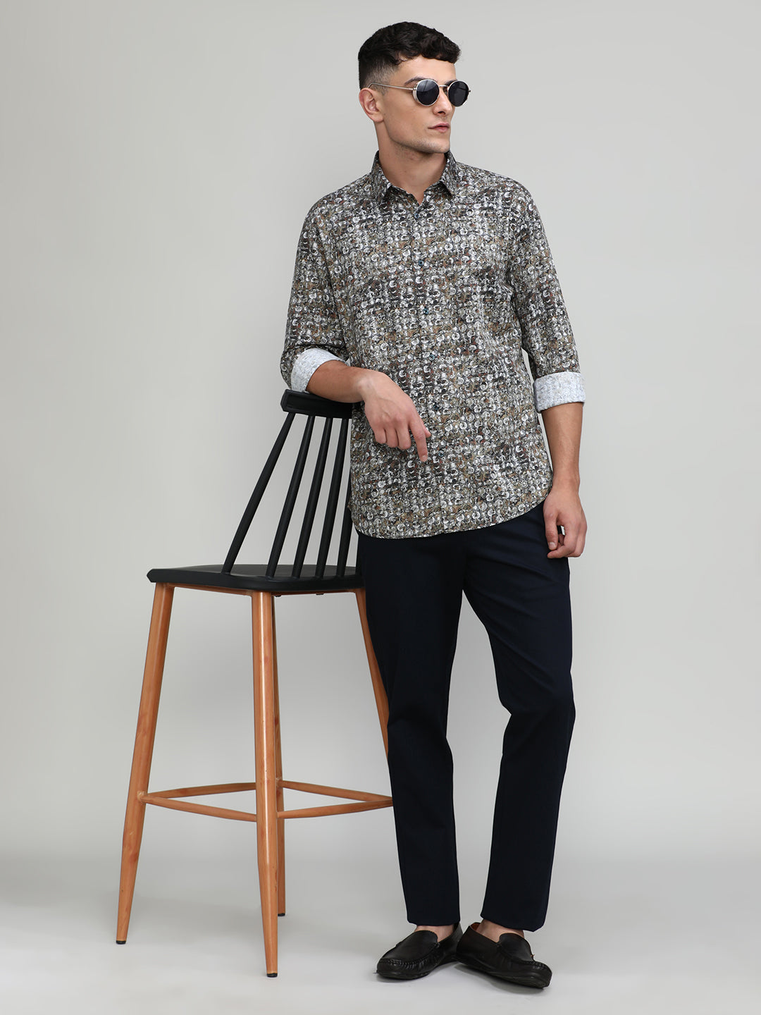 Exclusive Purple Collection Gold Slim Fit Printed Premium Cotton Shirt