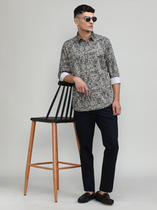 Exclusive Purple Collection Gold Slim Fit Printed Premium Cotton Shirt