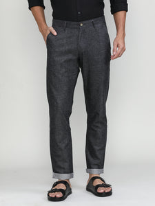 Black Cotton Trousers Slim Tapered Fit