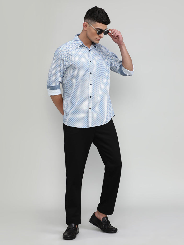 Sky Slim Fit Premium Cotton Printed Shirt With Pocket