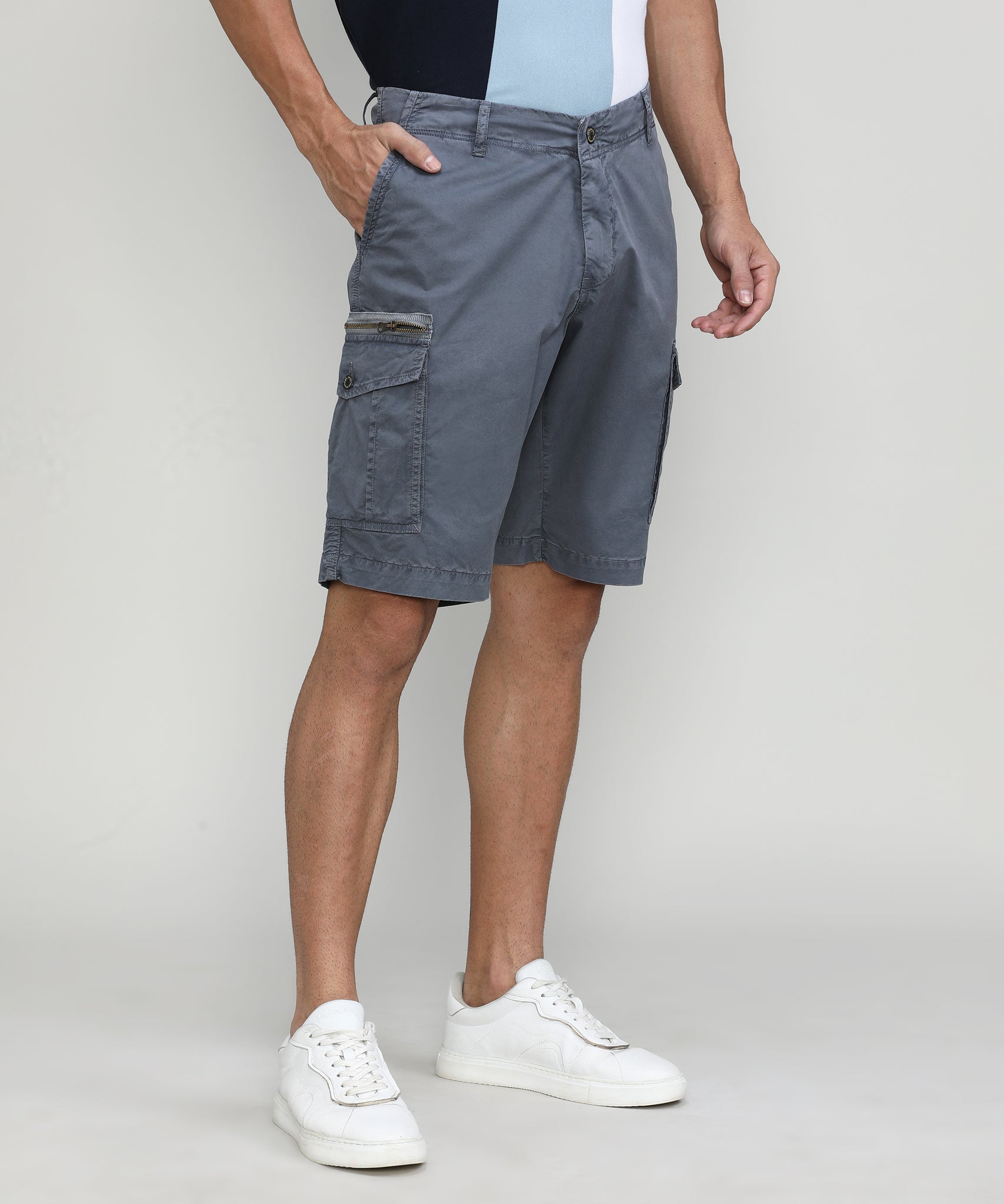 Gun Metal Shade Cotton Shorts