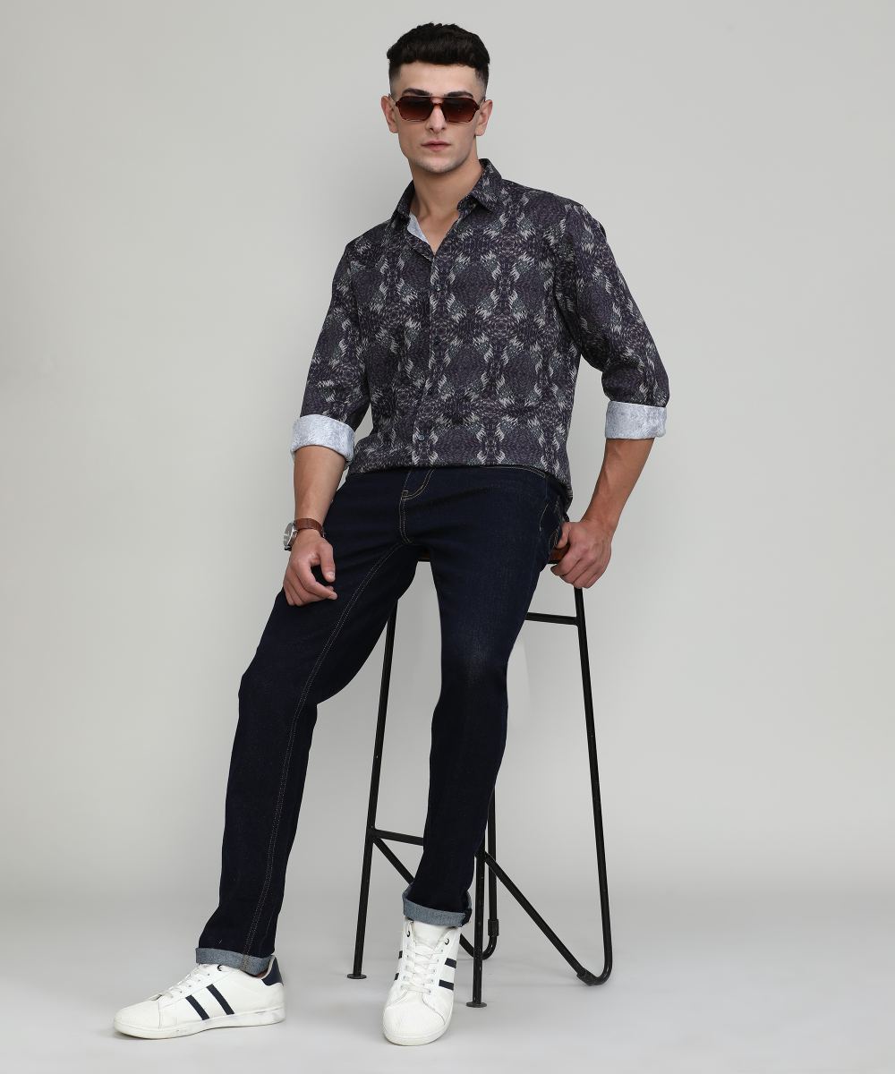 Exclusive Purple Collection Wine Slim Fit Printed Premium Cotton Shirt