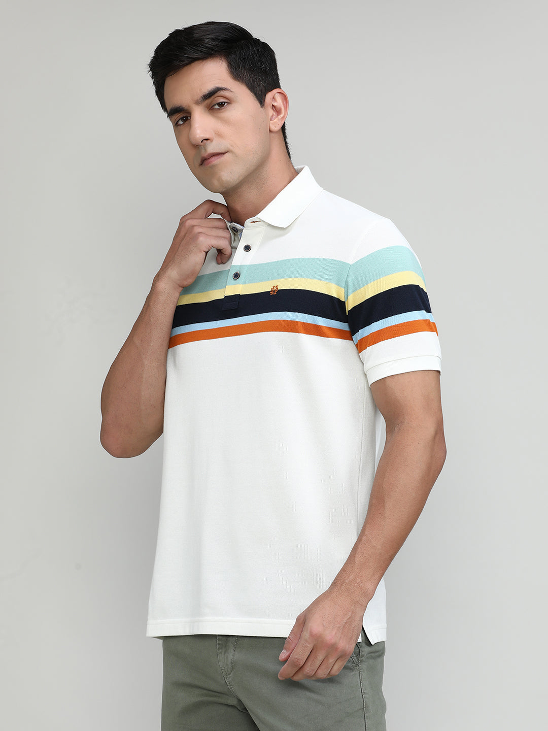Butter Pique Cotton Lycra Stripes Polo T-shirt