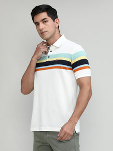 Butter Pique Cotton Lycra Stripes Polo T-shirt