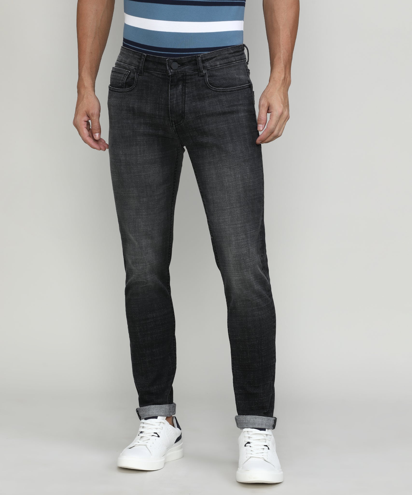 Carbon Shade Slim Tapered Stretch Denim