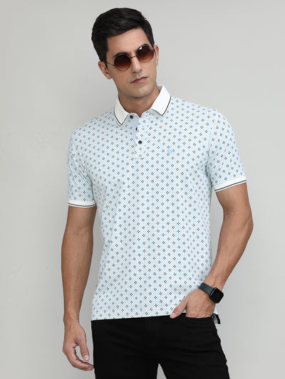 Coral Jersey Cotton Lycra Printed Polo T-shirt