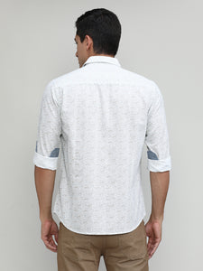 Light Grey Slim Fit Premuim Cotton Printed Shirt With Bone Collar