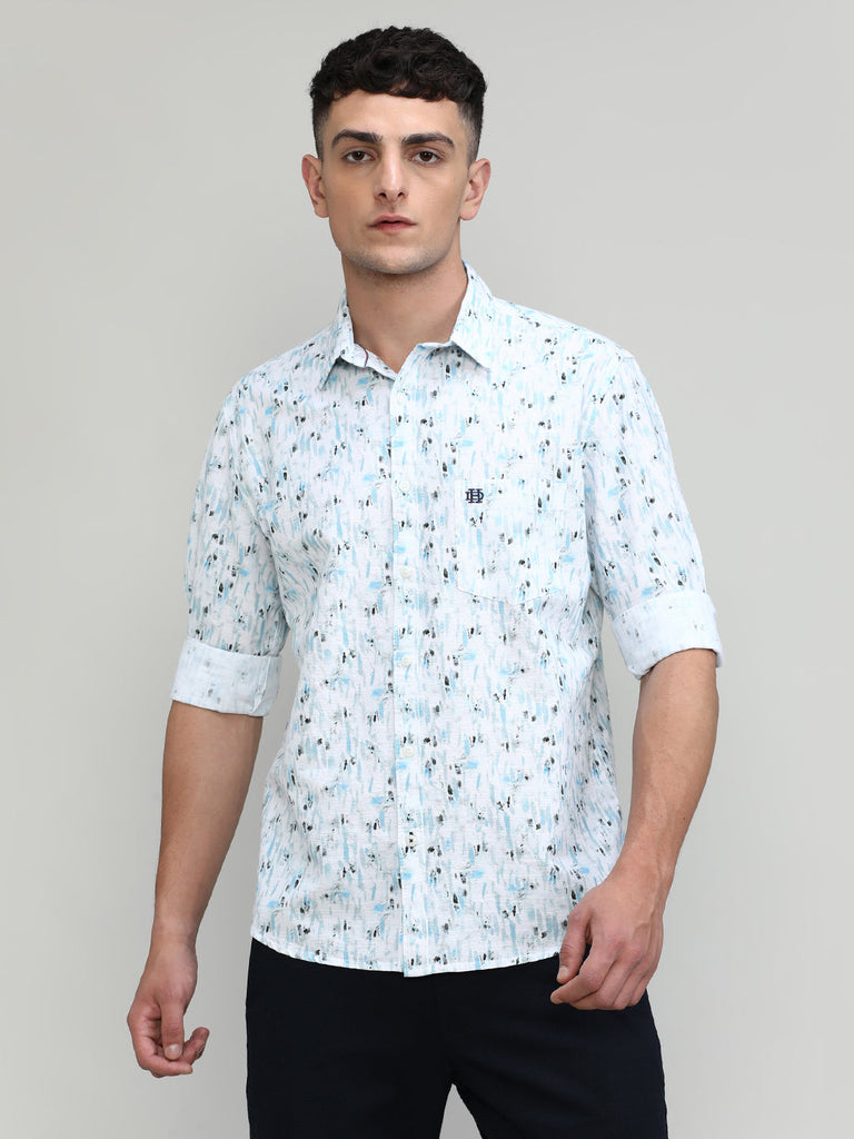 Sky Slim Fit Premium Cotton Printed Shirt With Pocket