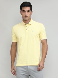 Popcorn Pique Cotton Lycra Solid Polo T-shirt
