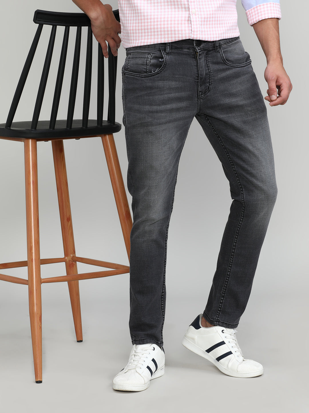 Grey Rock Ankle Length Stretch Denim