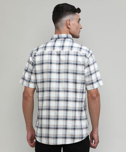 Beige Slim Fit Premuim Cotton Checks Shirt With Pocket-SS25