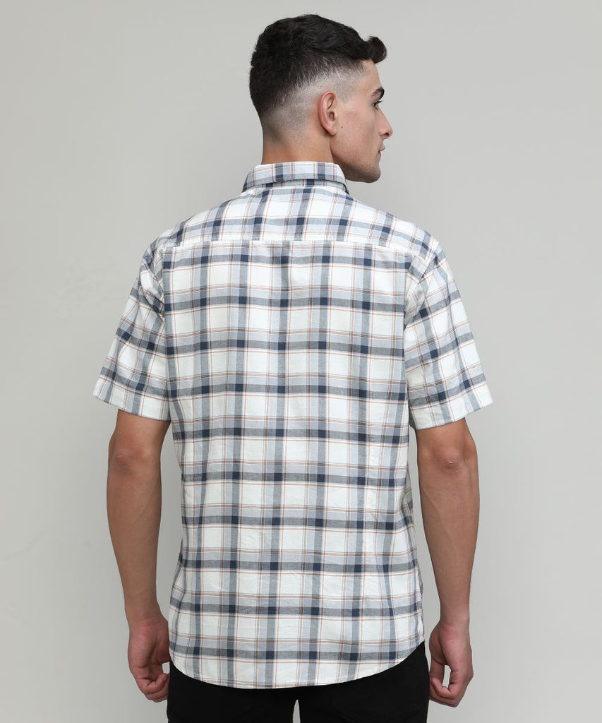 Beige Slim Fit Premuim Cotton Checks Shirt With Pocket