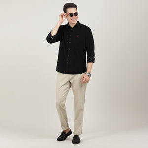 BLACK, FULL SLEEVES SHIRT, PLAIN-AW24