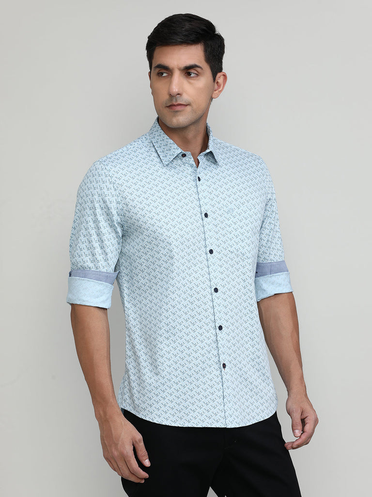 Sky Slim Fit Premium Cotton Printed Shirt With Pocket
