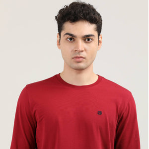 Maroon, Cord Lycra, Round Neck, Full Sleeves, Solid, Sweatshirt