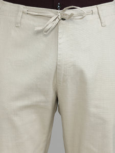 Sand Cotton Travel Trousers Slim Tapered Fit