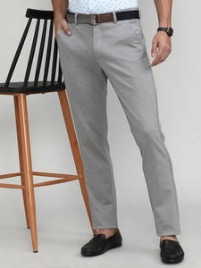 Grey Cotton Trousers Slim Tapered Fit
