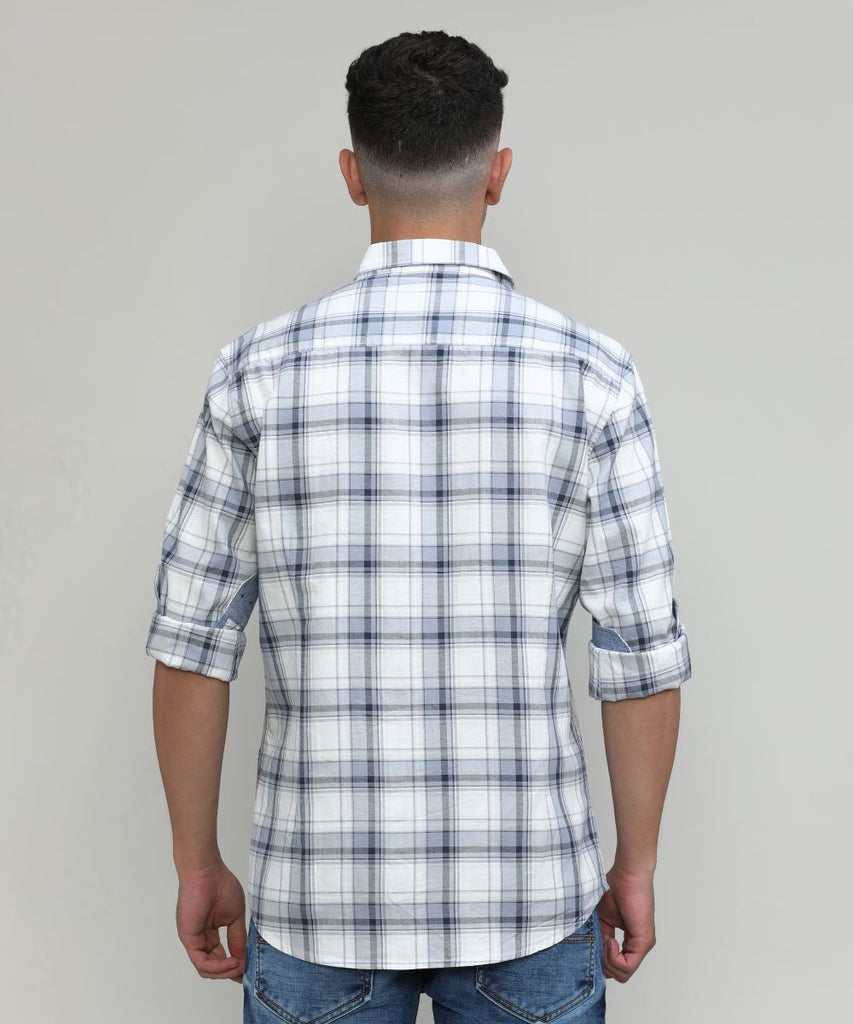 Steel Shade Slim Fit Premuim Cotton Checks Shirt With Regular Pocket