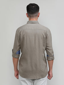 Muddy Shade Slim Fit Premium Cotton Lycra Solid Shirt With Pocket-SS25
