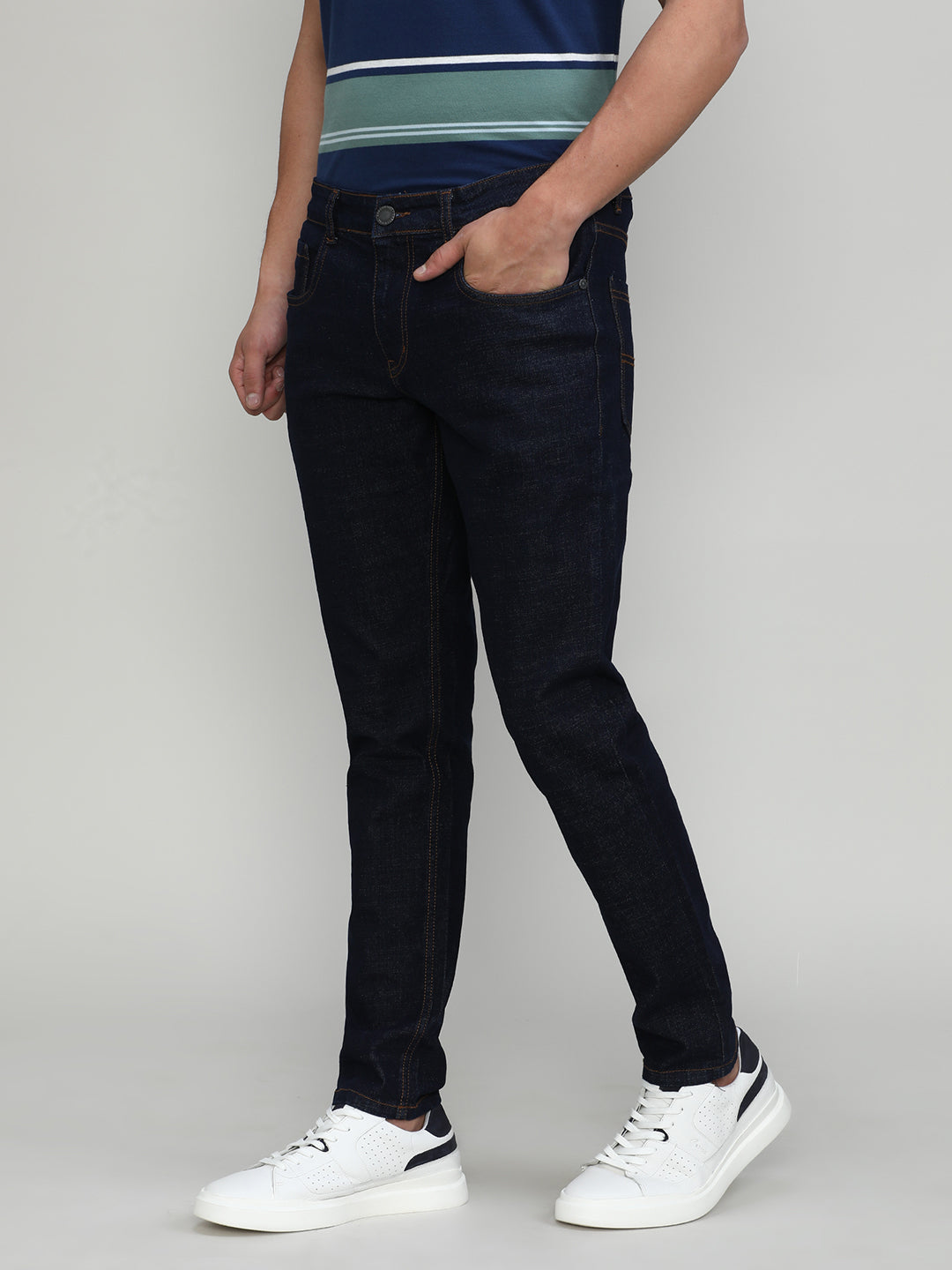 Raw Blue Ankle Length Stretch Denim