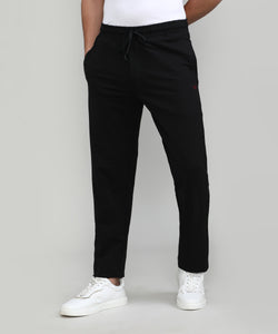 Black French Terry Lycra Cotton Track Pants