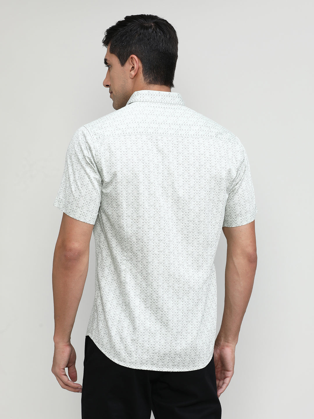Light Olive Slim Fit Premium Cotton Printed Shirt With Pocket