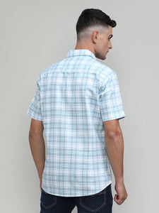 Sky Slim Fit Premuim Cotton Checks Shirt With Pocket