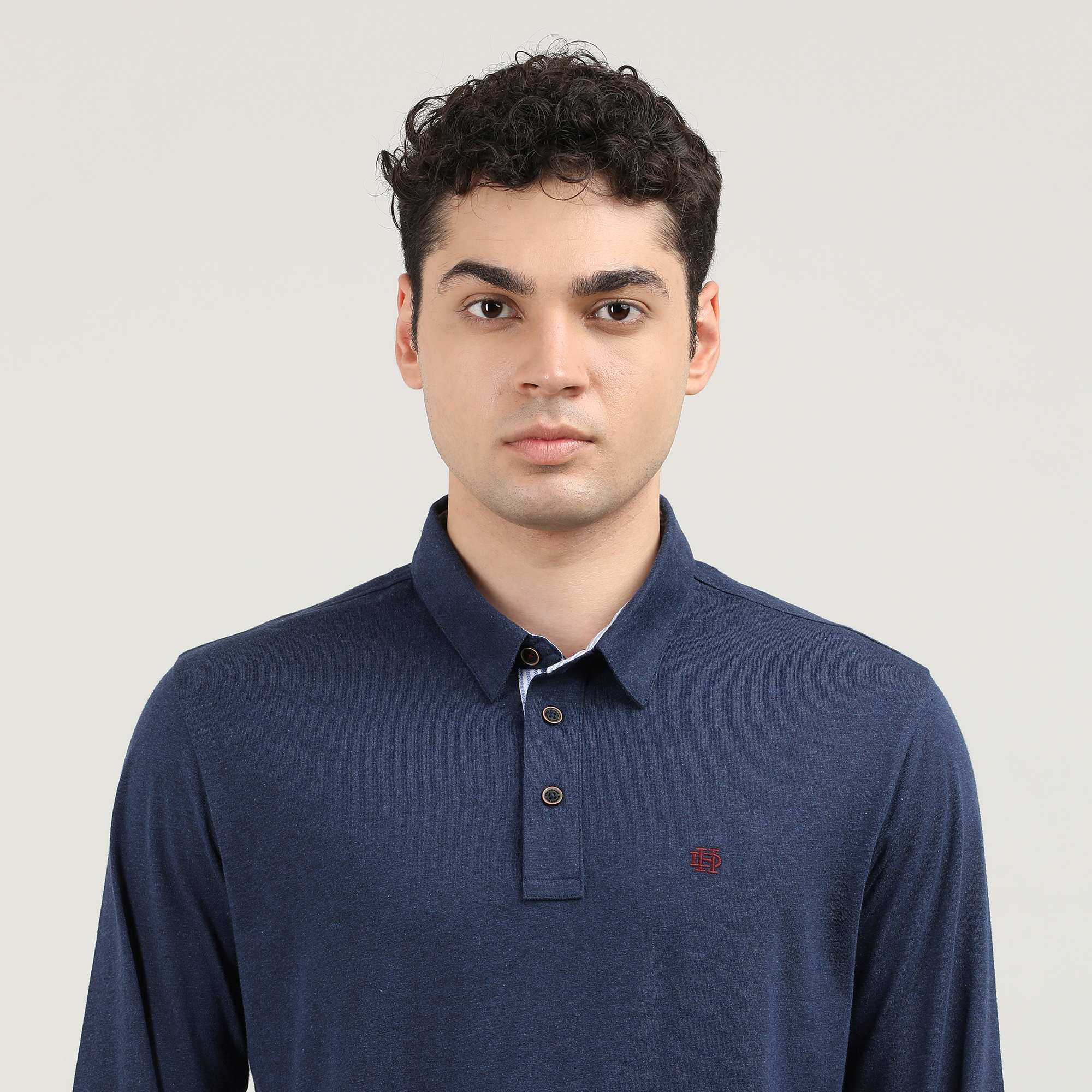 MELANGE BLUE-FULL SLEEVES-POLO-TSHIRT-AW24