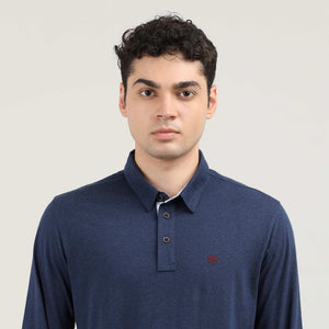 MELANGE BLUE-FULL SLEEVES-POLO-TSHIRT-AW24