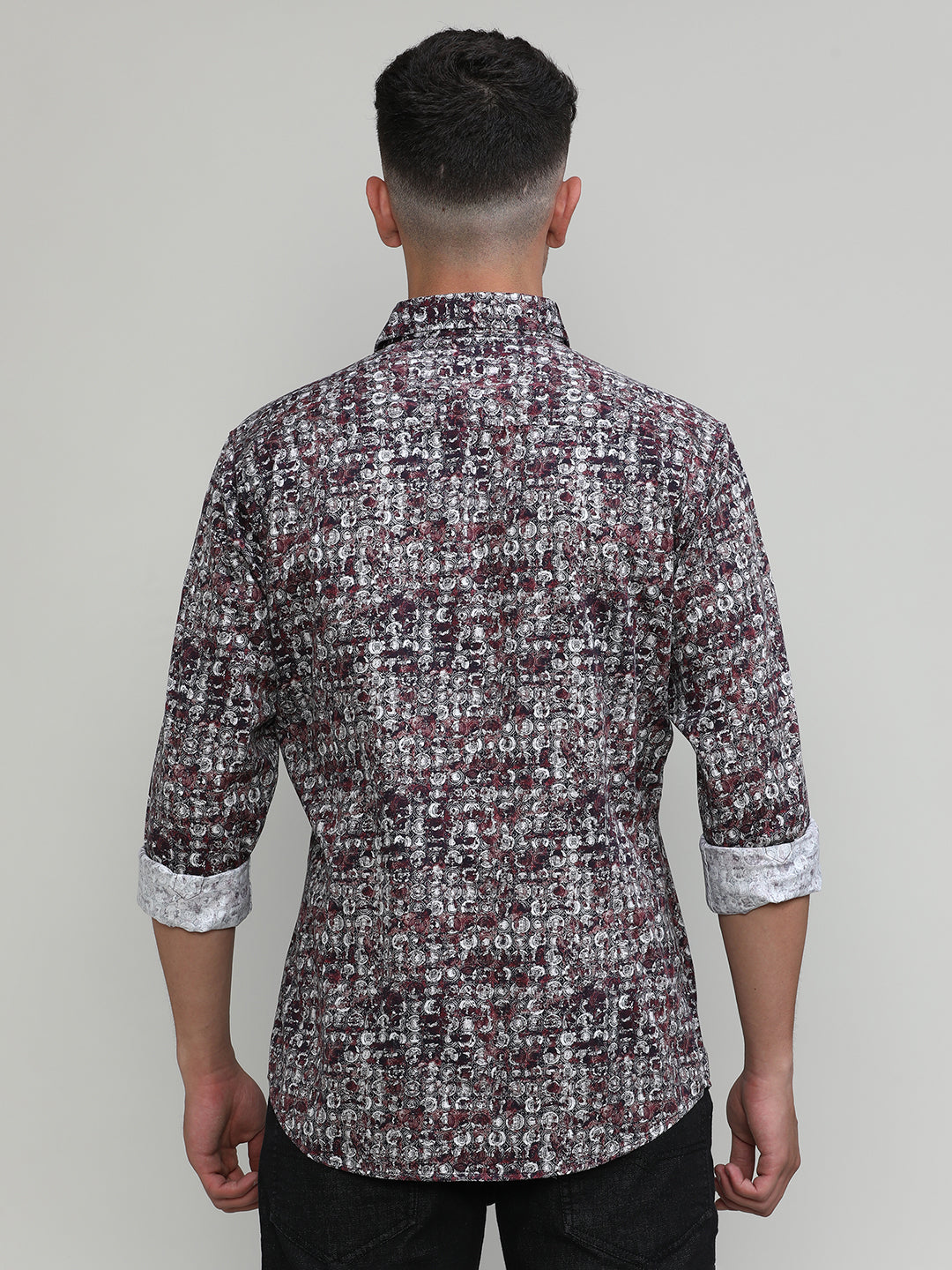 Exclusive Purple Collection Dry Berry Slim Fit Printed Premium Cotton Shirt