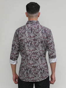 Exclusive Purple Collection Dry Berry Slim Fit Printed Premium Cotton Shirt