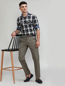 Mouse Shade Cotton Trousers Slim Tapered Fit