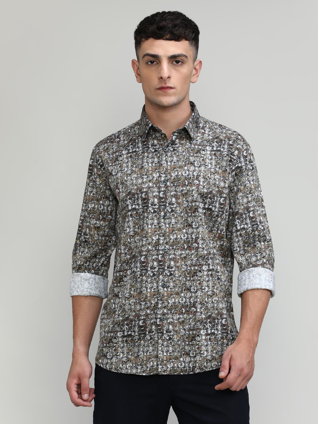 Exclusive Purple Collection Gold Slim Fit Printed Premium Cotton Shirt