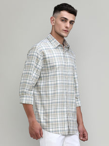 Exclusive Purple Collection Sage Shade Slim Fit Premium Cotton Checks Shirt